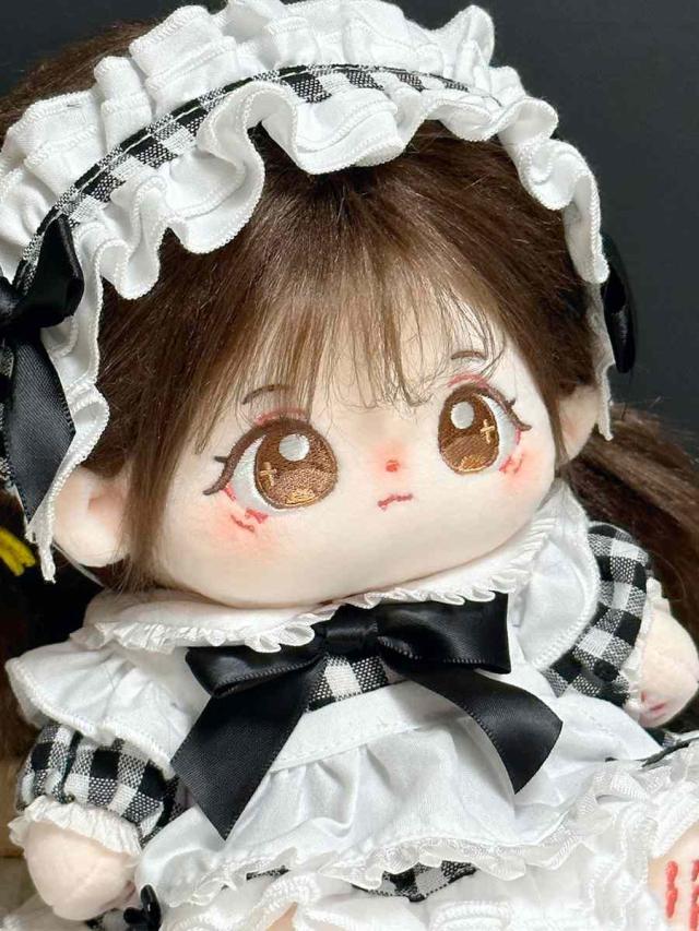 着せ替え ぬいぐるみ服 20cm メイド服 ドレス チェック リボン